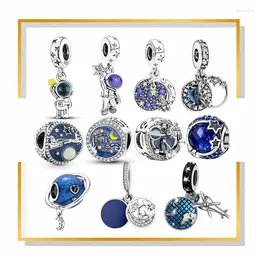 Pietre preziose sciolte Fugar 925 Sterling Silver Astronauta Charms Stella Luna Blu Stellato Perlina per pendente Plata De Ley Originale Bracciale fai da te