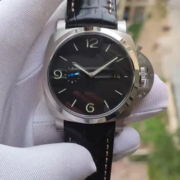 مصنع كينج الفاخر ساعة جديدة 44 مم حزام من الجلد الأسود السود
