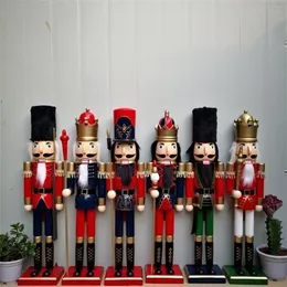 60cm Nutcracker King Soldier Wooden Decorder Decoration Handcraft Walnut Puppet Gift New 201127235r