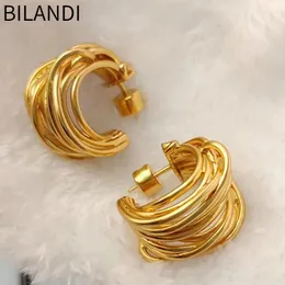 Hoop Earrings Bilandi Modern Jewelry 925 Silver Needle Metallic Multi Wire For Women Girl Gift 2024 Trend Accessories