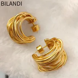 Creolen Bilandi Moderner Schmuck 925 Silber Nadel Metallic Multi Wire Für Frauen Mädchen Geschenk 2024 Trend Accessoires