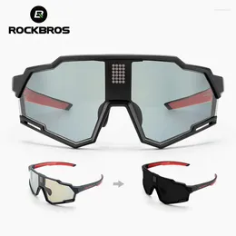 Outdoor Eyewear ROCKBROS Sunglasses Polarized Cycling Glasses Electronic Color Change UV400 Safety Bike Bicycle Sports Goggles