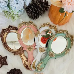 Dikdörtgen El Tut Tutlu Makyaj Aynası ile Kozmetik Ayna Sevimli Yaratıcı Ahşap Vintage El Aynaları Makyaj Espelho 1pc 240131