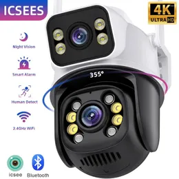 ICSEES Dome Surveillance kamera 4K podwójny obiektyw PTZ Outdoor Wi -Fi Security Bezpieczeństwo Wykrywanie przez ludzi