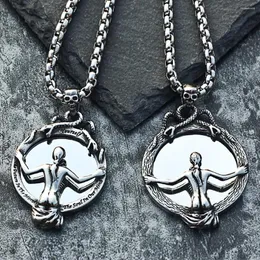 Pendant Necklaces Vintage Stainless Steel Magic Mirror Skull Necklace Men Women Fashion Silver Color/Gold Biker Snake Jewelry