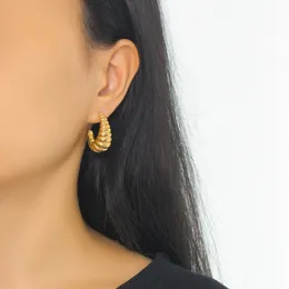 Edelstahl-Schafshorn-Ohrringe, modische und personalisierte C-förmige Ohrringe aus 18 Karat echtem Gold, neue europäische und amerikanische Großhandelsohrringe