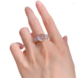 Clusterringe Springlady Luxus 925 Sterling Silber Round Natural Jade Edelstein Elegant Ring für Frauen Hochzeit Engagement Fine Schmuck