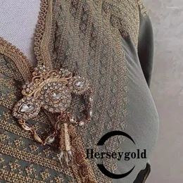 Spille Marocco Trendy Strass Placcatura in oro Goccia d'acqua Musulmano Hajib Pin Arabo Birdal Gioielli Regali di nozze