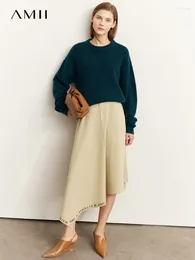 Юбки amii минимализм A-Line Midi юбка женщин осень 2024 г.