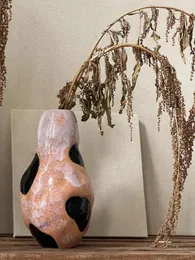 Vase Ahunderjiaz-Vintage Art Ceramic Vase Kiln Change Glaze Docorative Ornamentsリビングルームフラワーアレンジメントホームデコレーション