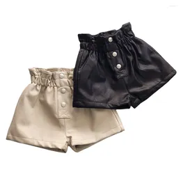 Shorts Kids Girls Leather 2024 Dzieci Pu Korean Style High-Beisted Pants Autumn Wimter Ubrania 3-13Y