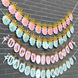 Ballet Dancer Paper Crown Happy Birthday Banner Party Decorations Kids Garland Boy Girl Child Bunting Adult Favors Supplies E306B