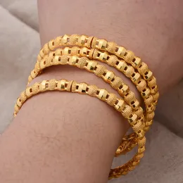 Pulseiras 4 tamanhos africanos dubai cor dourada pulseiras para mulheres meninas acessórios de casamento nigeriano pulseiras pulseras mujer