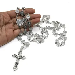 Pendant Necklaces 1 Pc Fashion Handmade Round Metal Bead Catholic Rosary Quality Cross Necklace