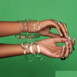 Armreif Modedesign Transparentes Acrylharz E-förmiges Armband für Frauen Geometrischer weit offener Handschmuck 230104 Drop Delivery Dhels