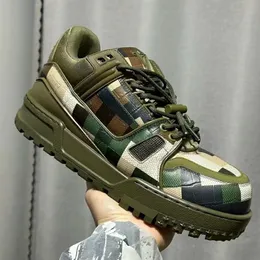 Обувь Trainer MAXI Shoes Damoflage Printing Camouflage Small Fat Ding из кожи с пряжкой из 24-каратного золота, нескользящие низкие туфли для мужчин и женщин
