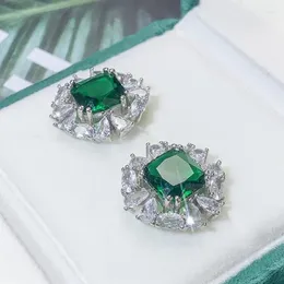 Stud Earrings Natural Emerald Earring Women Healing Gemstone Fine Jewelry Accessories Luxury Zircon Girlfriend Mom Gifts