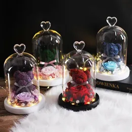 Nallebjörn rosblommor i glas kupol julfestival diy billig hem bröllop dekoration födelsedag valentins dag gåvor280e