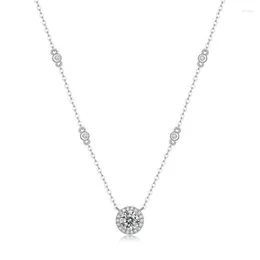 Pendant Necklaces Trendy 925 Sterling Silver 1ct D Color VVS1 Moissanite Clavicle Necklace Women Jewelry Plated White Gold Diamond240n