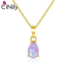 Collane con ciondolo CiNily Lusso multicolore Opale di fuoco Goccia d'acqua Pietra preziosa Ciondola per le donne Gioielli estivi con fascino placcato oro (con collana)