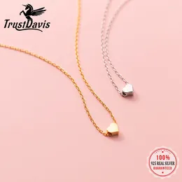 Pingentes trustdavis genuíno 925 prata esterlina moda romântico mini coração colares para mulheres aniversário de casamento jóias finas da1226