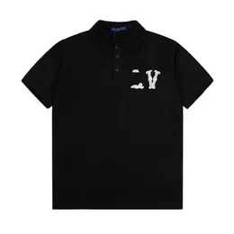 SS24 Show Mens DaMier Jacquard Cotton Pique Smart Black Black Polo مع Patch Patch Men Office Office Polos Shirt قميص تنس كبير الحجم 1Afjel