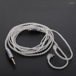 Ulepszony srebrny kabel słuchawkowy 3,5 mm do 2pin/0,75 mm 0,78 mm MMCX zastępczy słuchawki