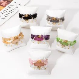 Charm Bracelets 4pcs/set Rectangle Druzy Bracelet Natural Chip Stone Bead Agates Quartzs Crystal Jewelry Gifts For Women