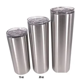 Tumblers EUA Armazém 20Oz 30Oz Cor de Aço Inoxidável Garrafas de Água Reta com Tampa St Sier Parede Dupla Insated Vácuo Personalizado Cof Dhkqi