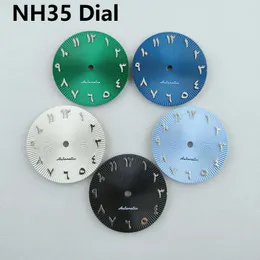 Kits de reparo de relógio nh35 dial nh36 28.5mm árabe sem luminoso ondulado prata aço inoxidável acessórios árabes convexos