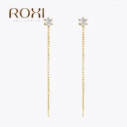 Dangle Earrings ROXI Korean Simple 925 Sterling Silver Long Tassel Ear Line Drop For Women Fashion Jewelry Crystal Earings Gifts