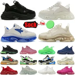 Designer 17FW Triple S Homens Mulheres Sapatos Casuais Sapatilhas Plataforma Tan Clear Sole Preto Branco Cinza Vermelho Rosa Azul Royal Neon Verde Mens Treinadores Esportes Sneaker Sapato 36-45