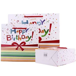 Gift Wrap 5PCS Happy Birthday Environment Friendly Kraft Paper Bag With Handles Recyclable Shop Store Packaging284g
