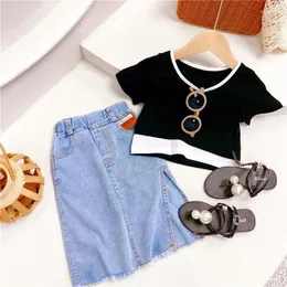 Clothing Sets Summer Girls Clothes Set Teen Girl Skirt Short-sleeved T-shirt Two-piece Children's Baby Suit Split 3-14Y