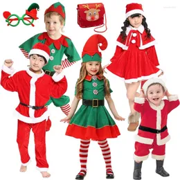 Kläder sätter år barn röda Xmas kläder jultomten cosplay juldräkter pojkar och flickor Eve Party Clothings