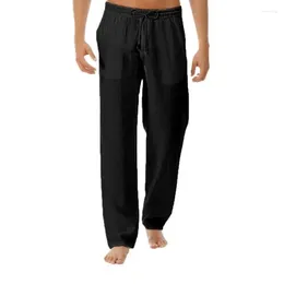 Indumenti da notte da uomo Taglia Plus Lino Solido Pantaloni da notte casual Sport Yoga Comodi pantaloni da esterno Pantaloni Pigiama Casa Cotone sciolto