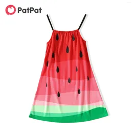 Mädchenkleider PatPat Kid Watermelon Print Colorblock Cami-Kleid