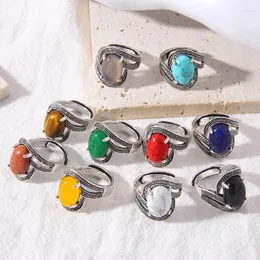 Cluster Rings 1pcs Adjustable Vintage Natural Stone For Women Reiki Healing Charm Finger Ring Men Tribal Jewelry Bohemian Party