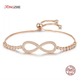 Bangles Tongzhe Sonsuz Erkek Bilezikler 2019 925 STERLING Gümüş CZ Gül Altın Takımı Sonsuzluk Tenis Bilezikleri Kadın Mücevher Pulsera