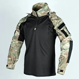 تي شيرت القتال العسكري متعدد الألوان الجيش الأمريكي CP مموهة الرجال القميص التكتيكي Airsoft Paintball Camping Camping Clothing 240131