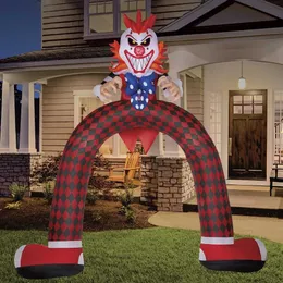 wholesale Free ship Outdoor Scary Halloween Inflatable Clown arch Archway Air Blown Clowns Tunnel Devil Door For Entrance Decoration