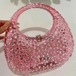 Totes Evening Clu Bag For Women Luxury Designer And Bag and Purse 2023 New Fasion Akryl Alf Moon Siny Rinestone Party Ladyh24131