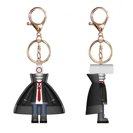 Keychains Lanyards Skibidi Toilet Keychain Anime Man Vs Monitor People Figure Doll Keyring Pendent Bop Key Chians Gift for Men Women