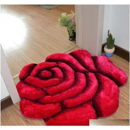 3D Printed Solid Flower Shape Bathroom Carpet Rugs 70x70Cm Door Pad Floor Mat For Decor Wedding Bedroom Carpets Badmat Tapetes Qpc235u