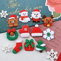 Decorative Figurines 10 Pcs Cute Mini Christmas Series Flat Back Resin Cabochons Scrapbooking DIY Jewelry Hairpin Craft Decoration