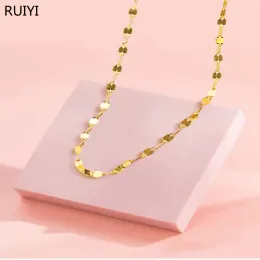 Ожерелья ruiyi 18k золотой ожерелье Женское подлинное AU750 Губная цепь Золотая цепочка подвеска