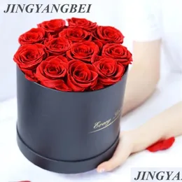 Hochwertige dekorative Blumenkränze, 12 Stück, 4–5 cm, konservierte ewige Rosen mit Box, Geschenke zum Valentinstag, ewige Rose, Weddin Dhi5W