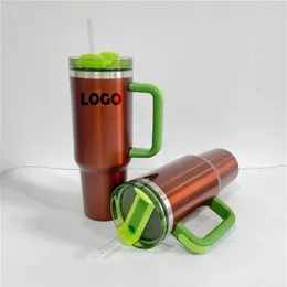 로고 Quencher H2 0 40oz Tumblers Cups 실리콘 핸들 절연 자동차 머그잔 스테인리스 스테인리스 스테 263Z