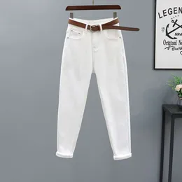 Off-White-High-Waist-Harlan-Jeans für Damen im Herbst und Winter 2023, weiche und verdickte, locker sitzende, lässige kleine weiße Hose