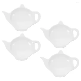 Tea Trays 4pcs Teabag Holder Ceramic Tray Teapot Shape Dish Bag Small